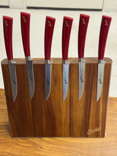 6-Piece Design Steak Knife Set - incl. Acacia Magnetic Block - Brown